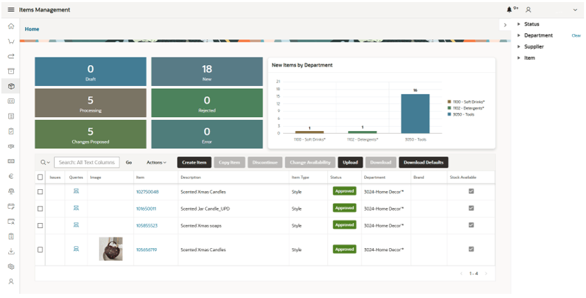 This image shows the Items Management screen. This image shows the Items Management screen.