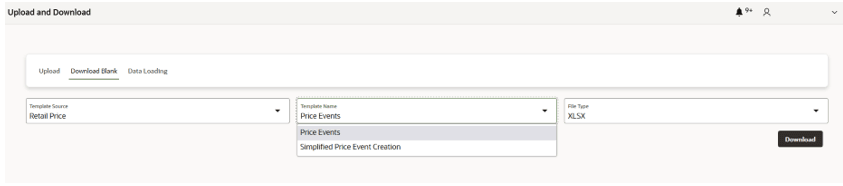 This image shows the Upload and Download screen.