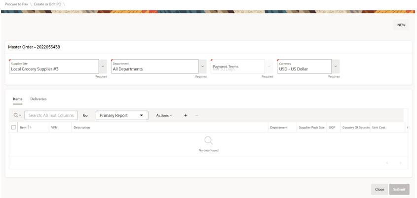 This image shows the Procure to Pay screen.