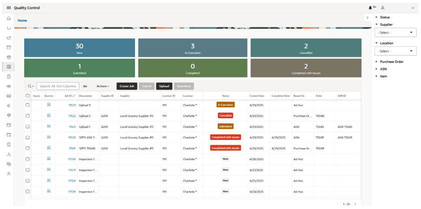 This image shows the Quality Control screen. This image shows the Quality Control screen.