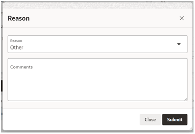 This image shows the Reason dialog box.