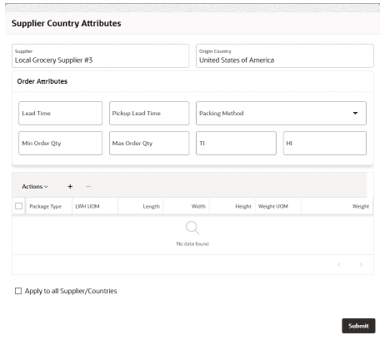 This image shows the Supplier Country Attributes dialog box.