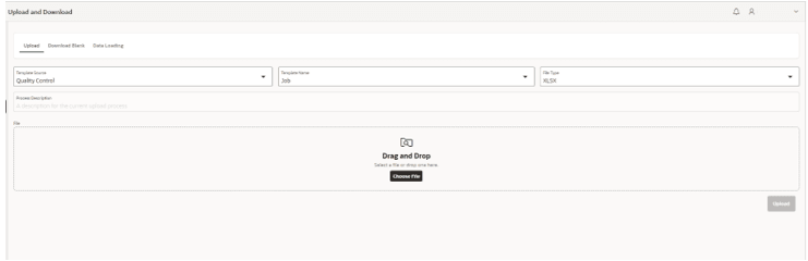 This image shows the Upload and Download screen.