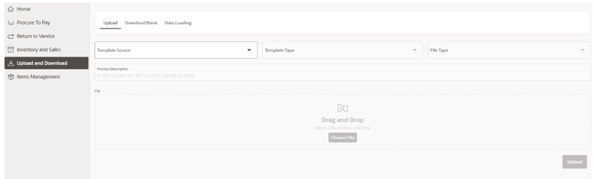 This image shows the Upload screen.