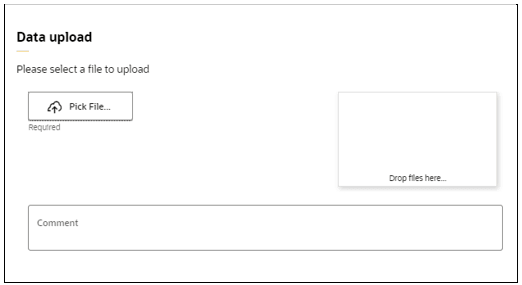 This figure shows the Data upload page.