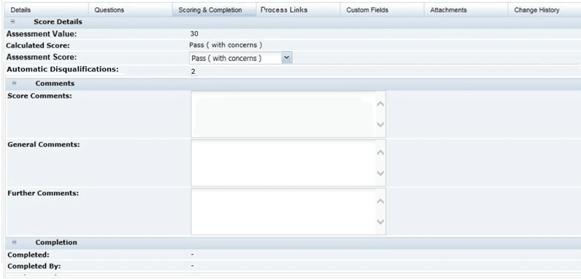 This figure shows the Scoring & Completion page. This figure shows the Scoring & Completion page.