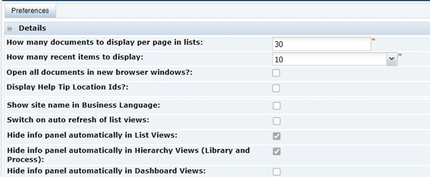 This figure shows the Preferences page.