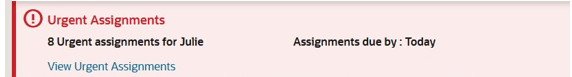 This images shows the Urgent Assignments banner.