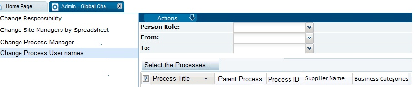 This figure shows the Change Process Names page.