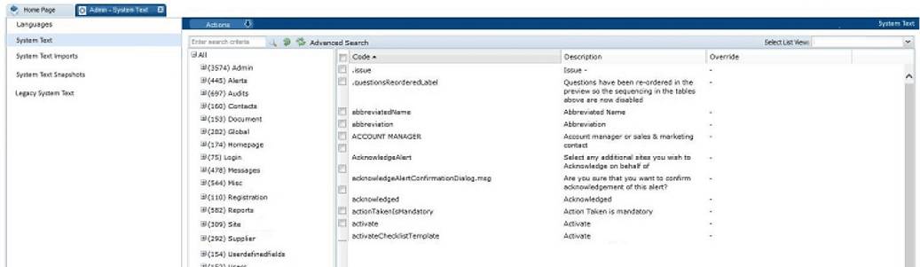 This figure shows the System Text page. This figure shows the System Text page.