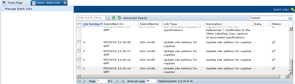 This figure shows Manage Batch Jobs page. This figure shows Manage Batch Jobs page.