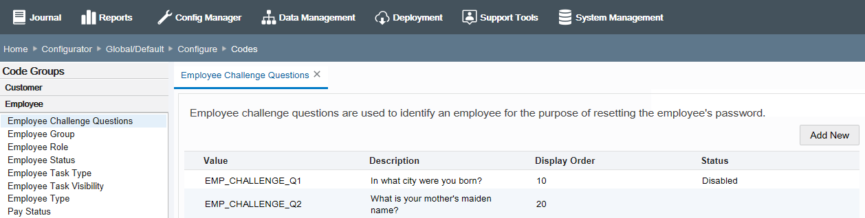 Configure Code - Disabled Code Example