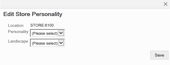Edit Store Personality window