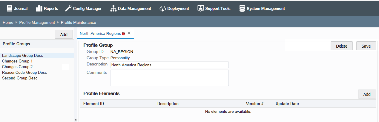 Profile Maintenance Window populated