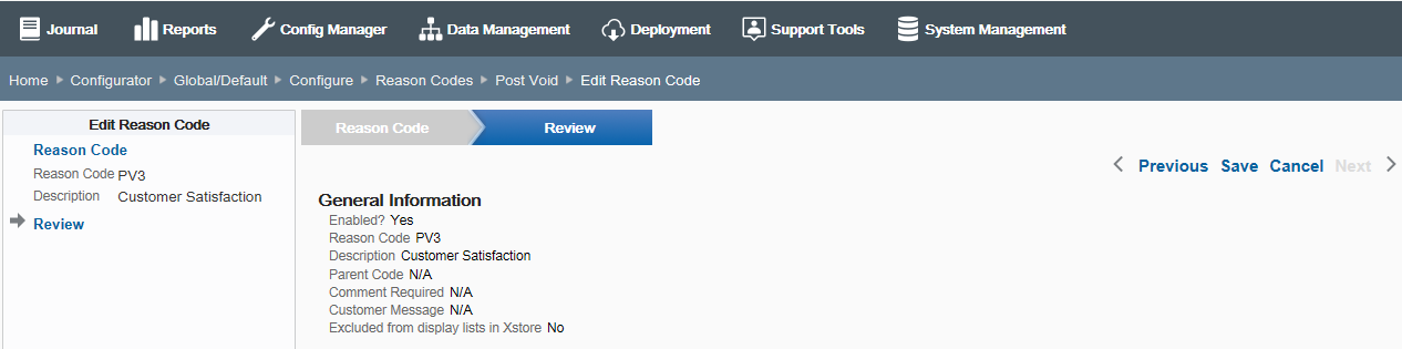 Reason Code Options Review