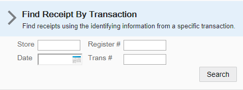 Receipt Search by Transaction Fields