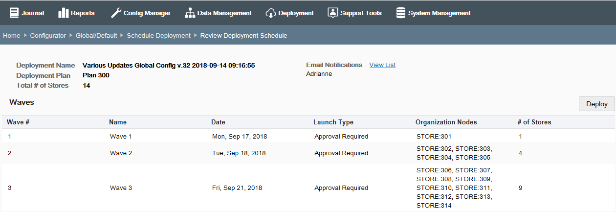 Review Scheduled Deployment Plan