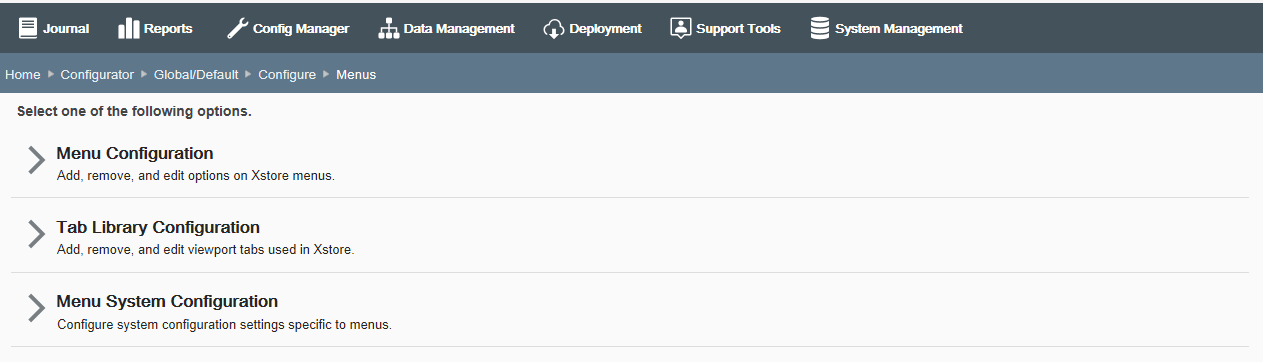 Menu Options Menu Options