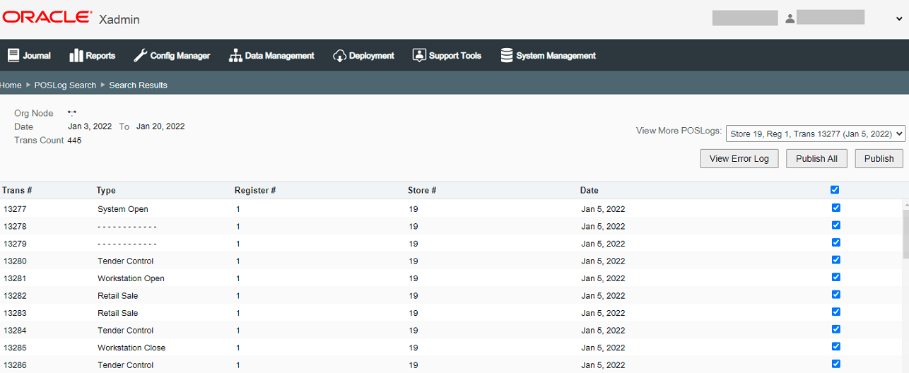 POSLog Search Results