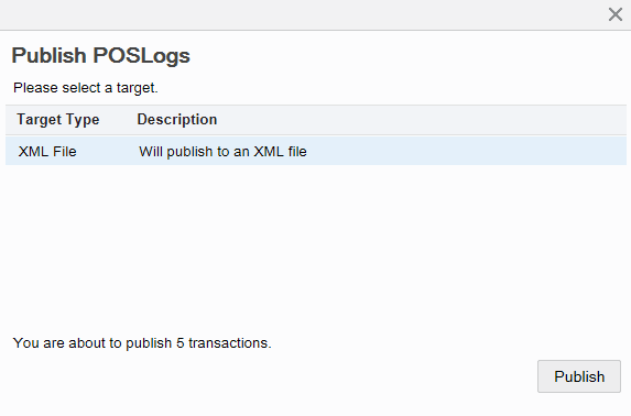 CLOUD Publish POSLog Target Prompt