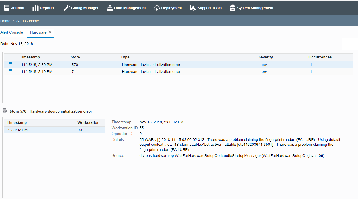 Hardware - Logged Events Hardware - Logged Events