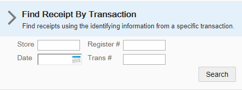 Receipt Search by Transaction Fields