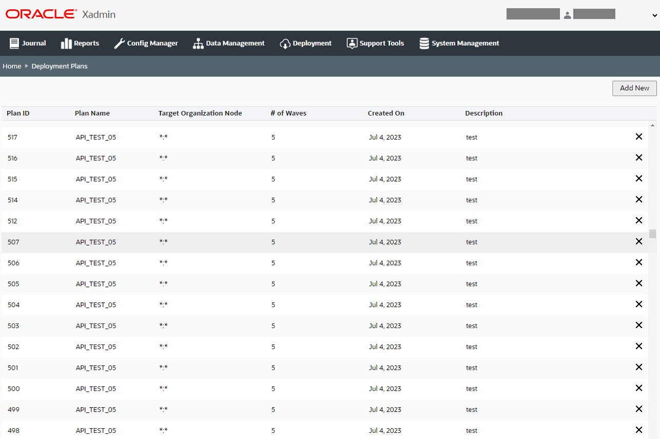 Deployment Plan page