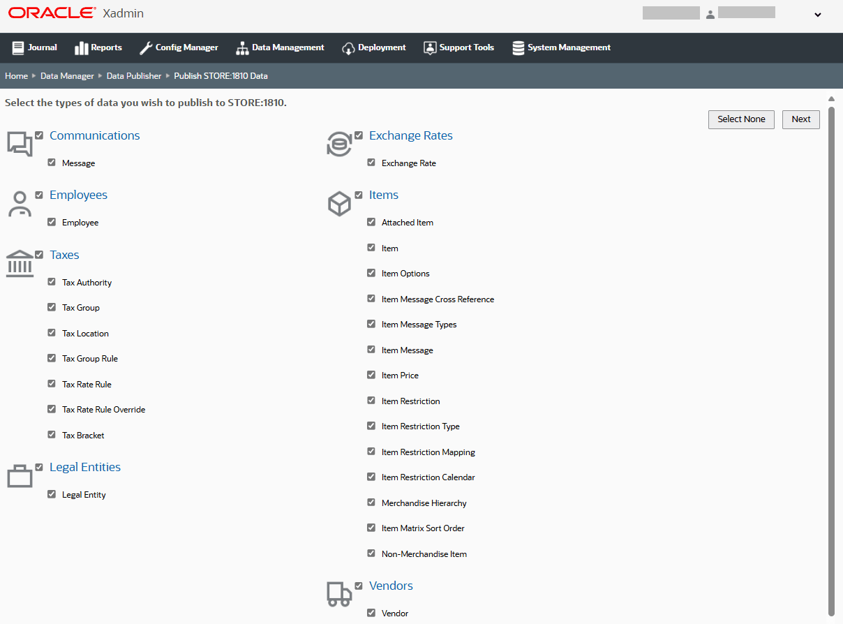 Publish Data page