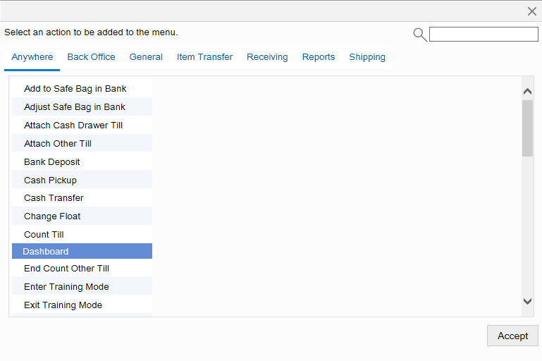 Add Action window Add Action window