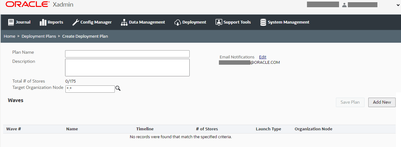 Create Deployment Plan page