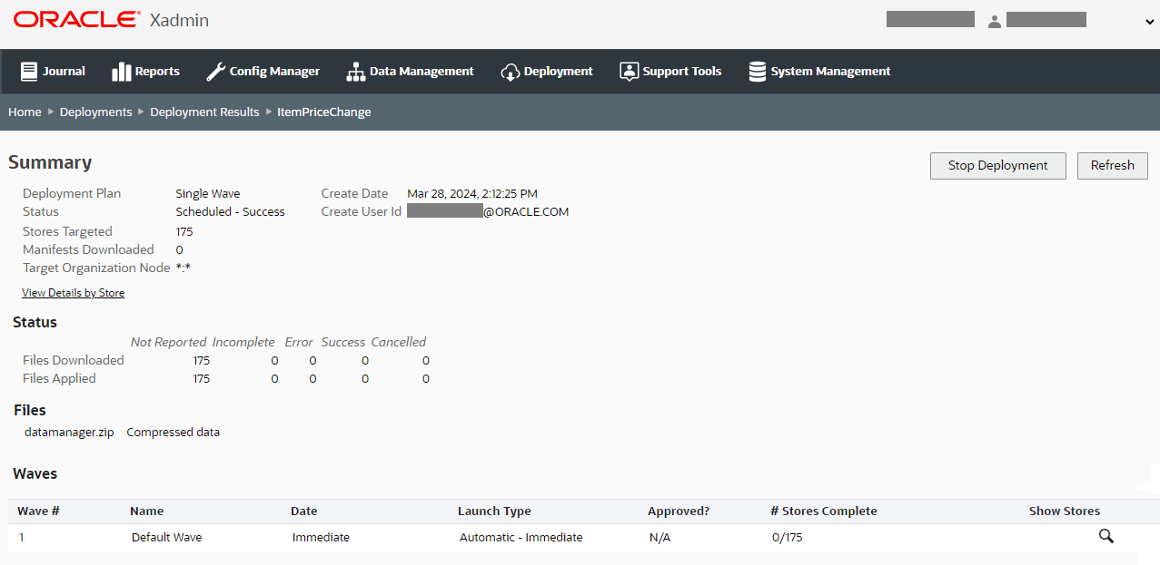 Deployment Summary page