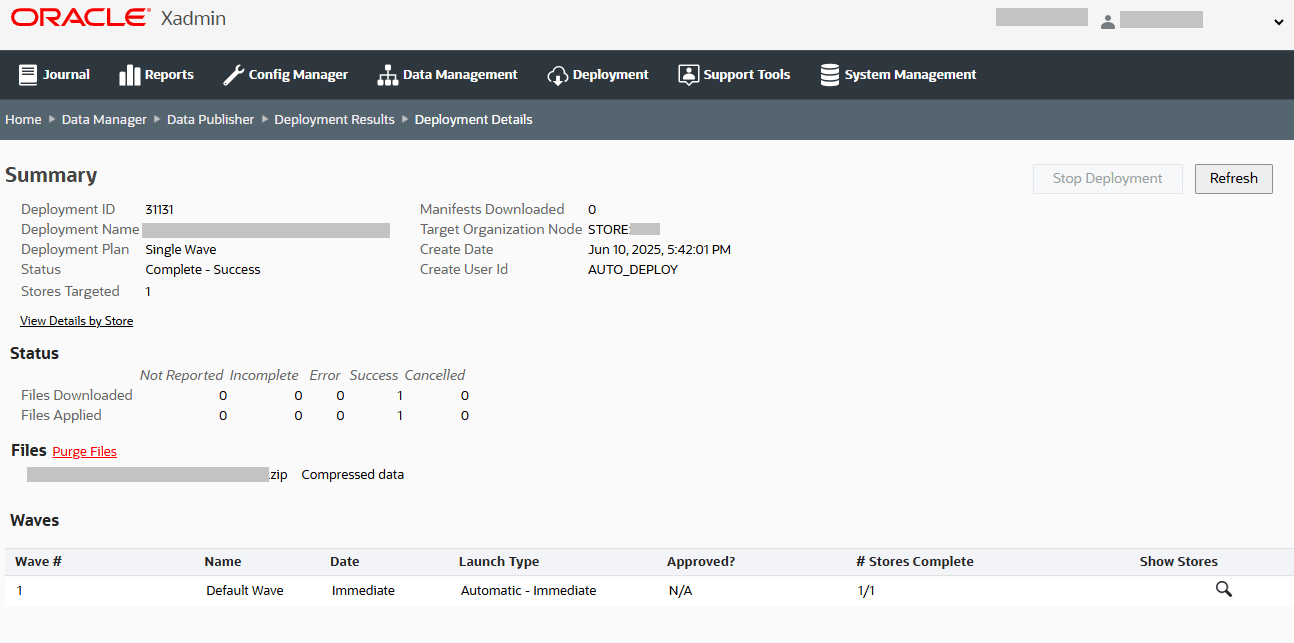 Deployment Details Page
