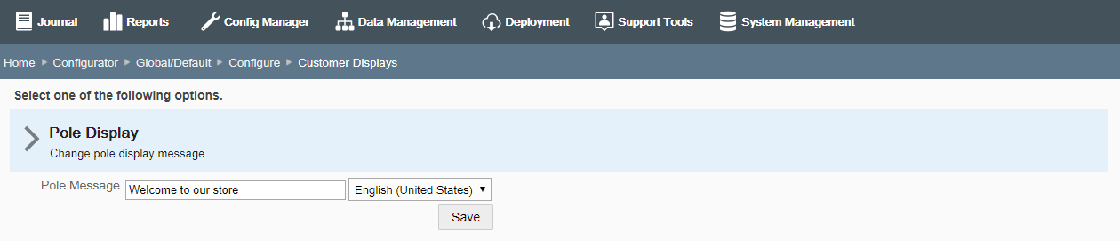 Edit Pole Display page Edit Pole Display page