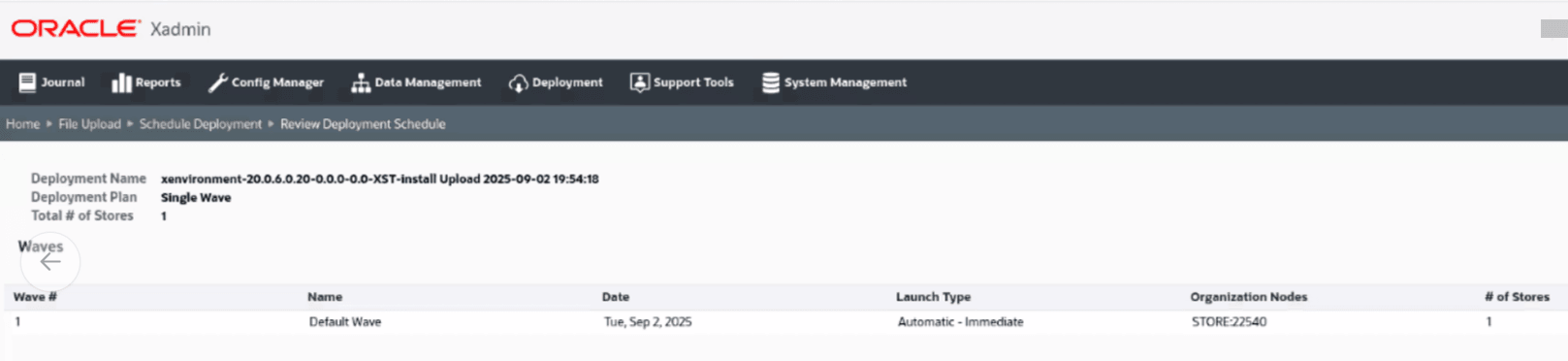 Review Deployment Schedule Page