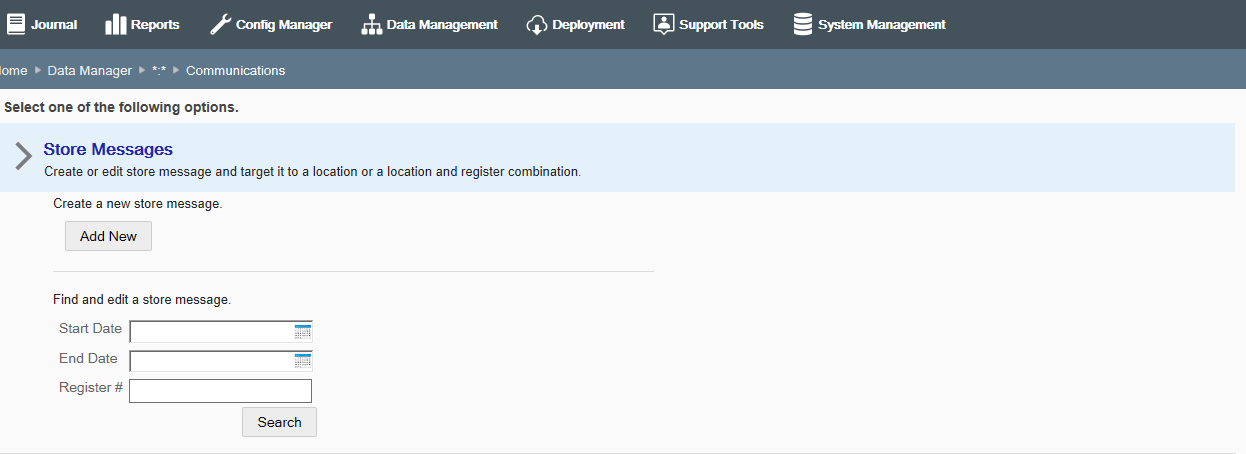Store Messages page Store Messages page