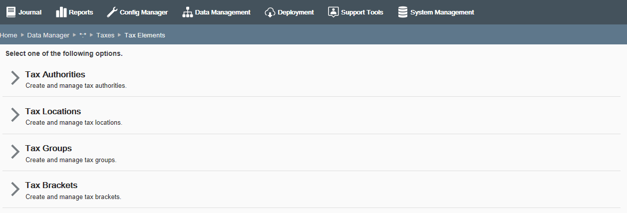 Taxes Elements page Taxes Elements page