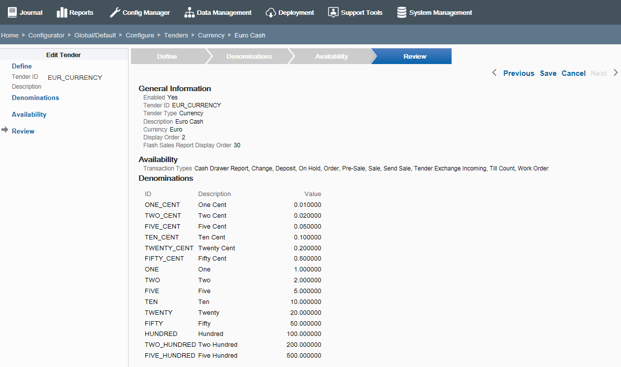 Tender Review tab Tender Review tab