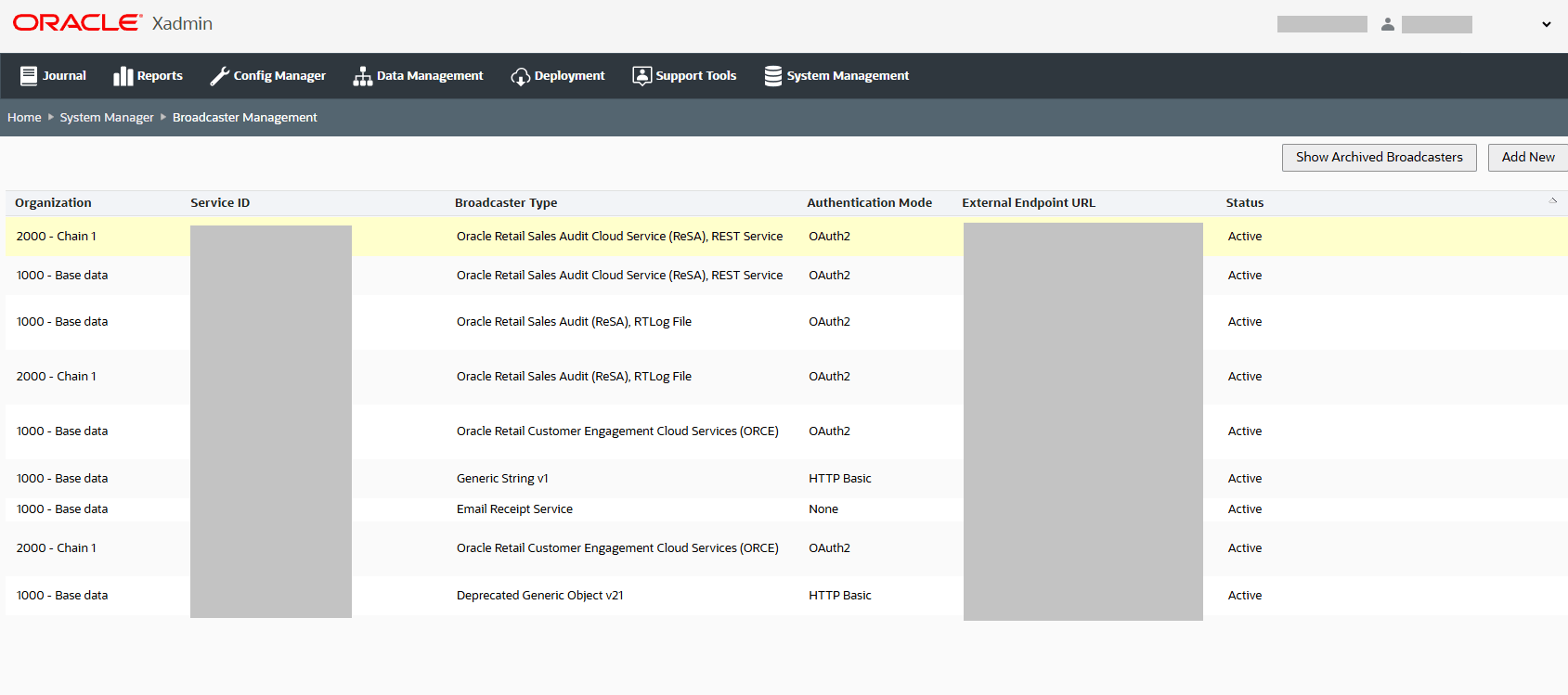 Broadcaster Management Page