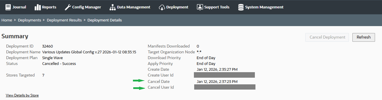 Cancelled Deployment Example