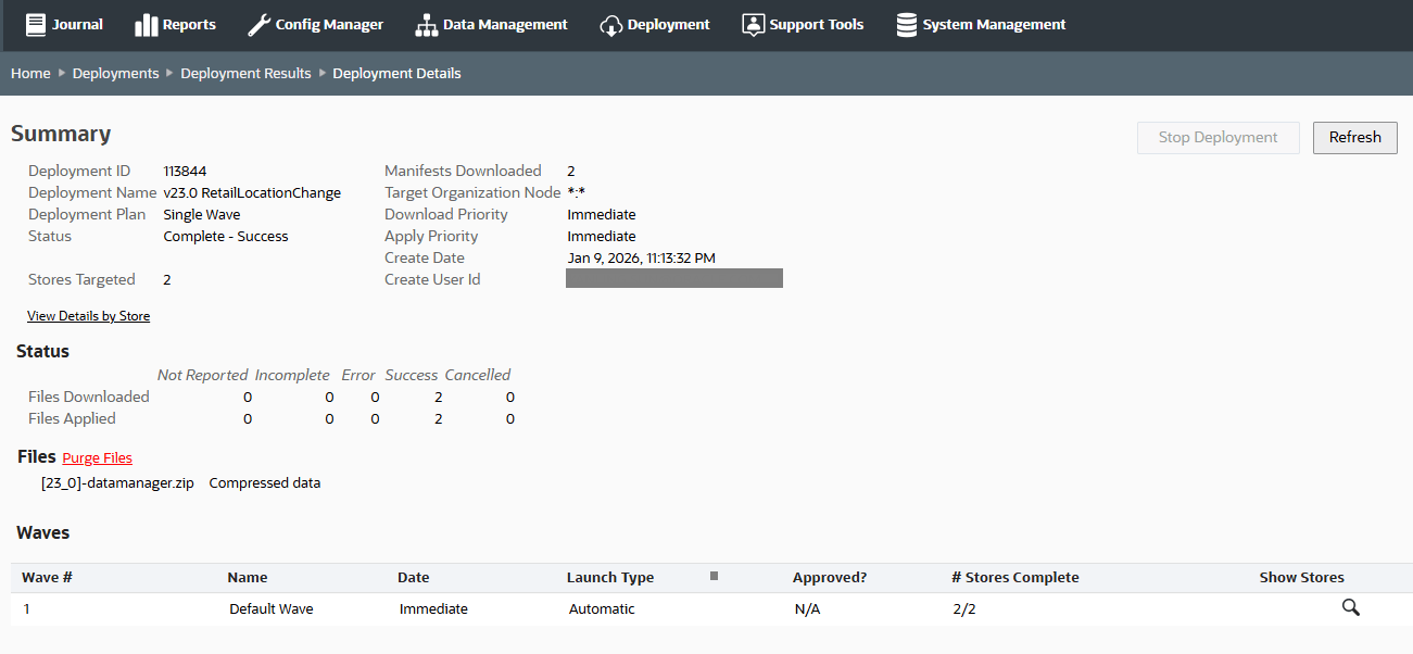 Deployment Summary Page