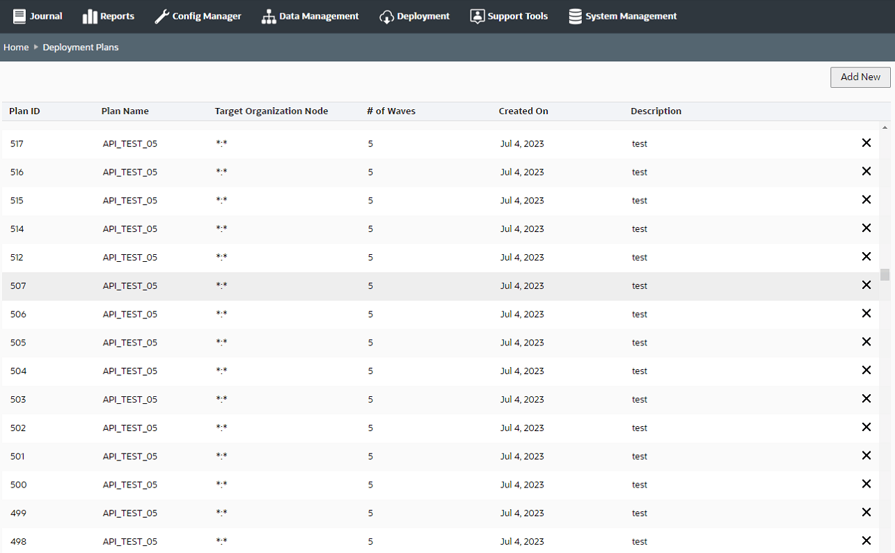 Deployment Plan page