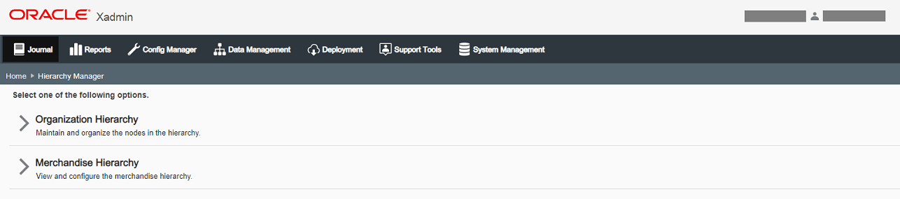 Hierarchy Manager Page