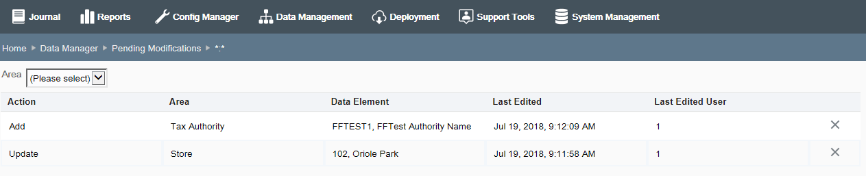 Pending Modifications Detail page