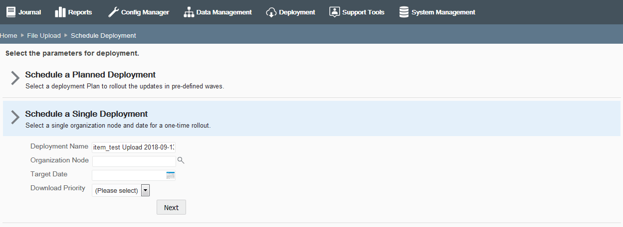 Single Deployment option