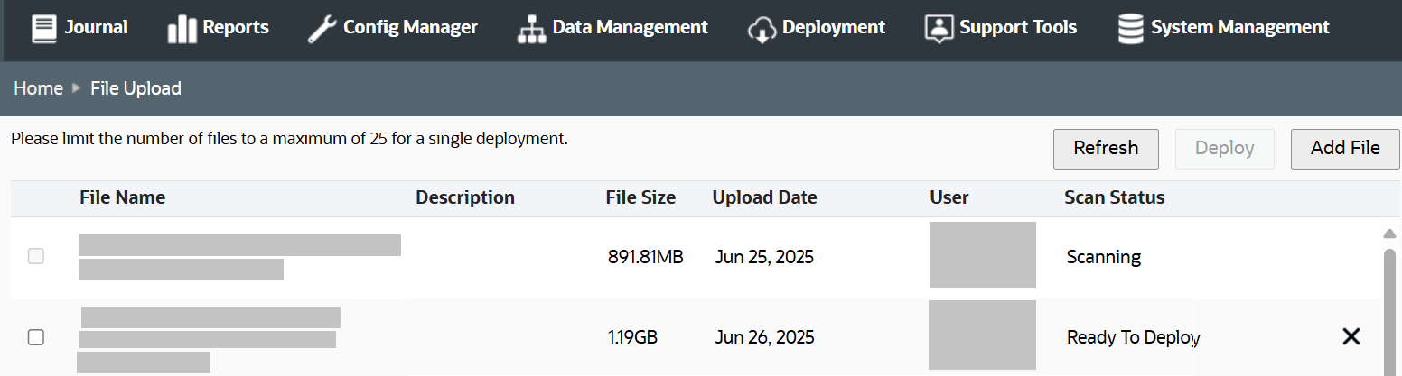 File Upload page