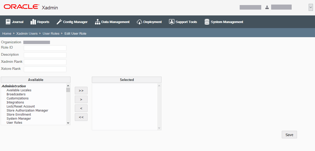Add New User Role Window