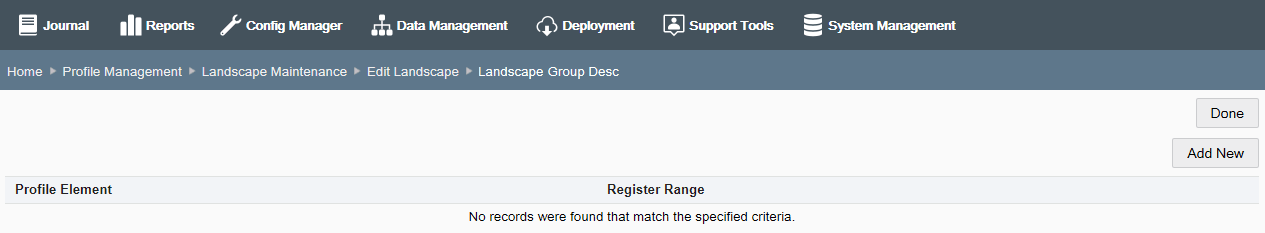 Profile Group Page - Register Types