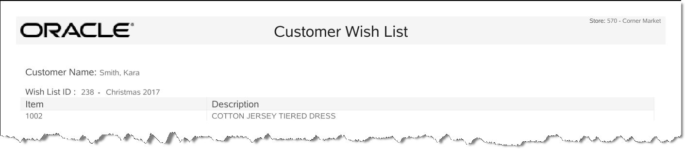 Customer Wish List Report