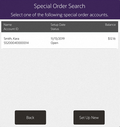Special Order Search Results