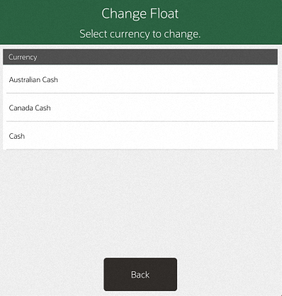 Change Float - Currency List